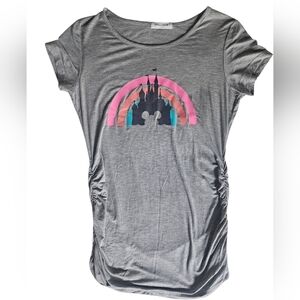 SMALLSHOW Rainbow & Castle Heather Gray Maternity T-Shirt | SZ S